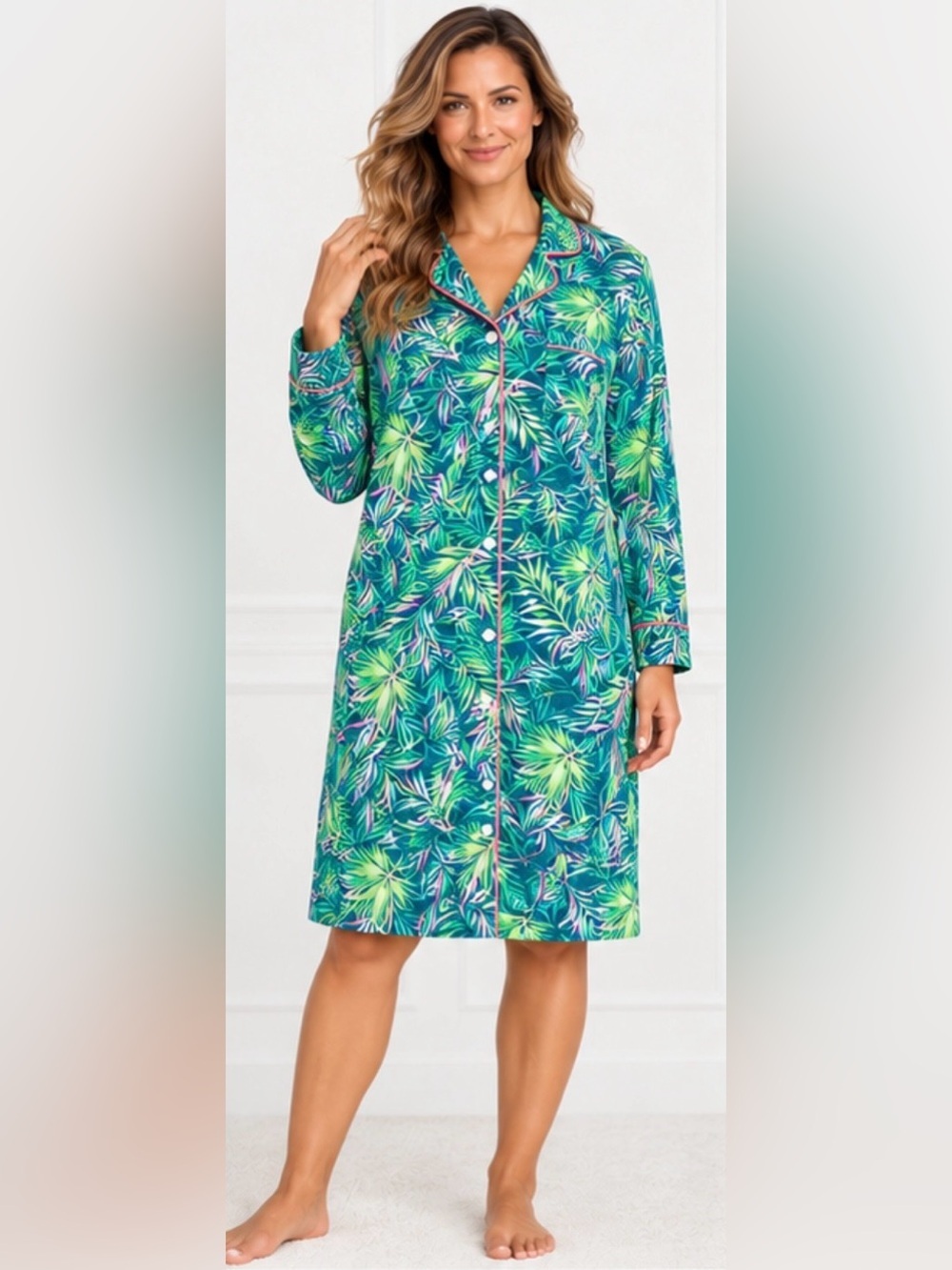 LANDSEND Plus Comfort Knit Tensel Breathable Nightgown/Swim Cover-Up/Robe